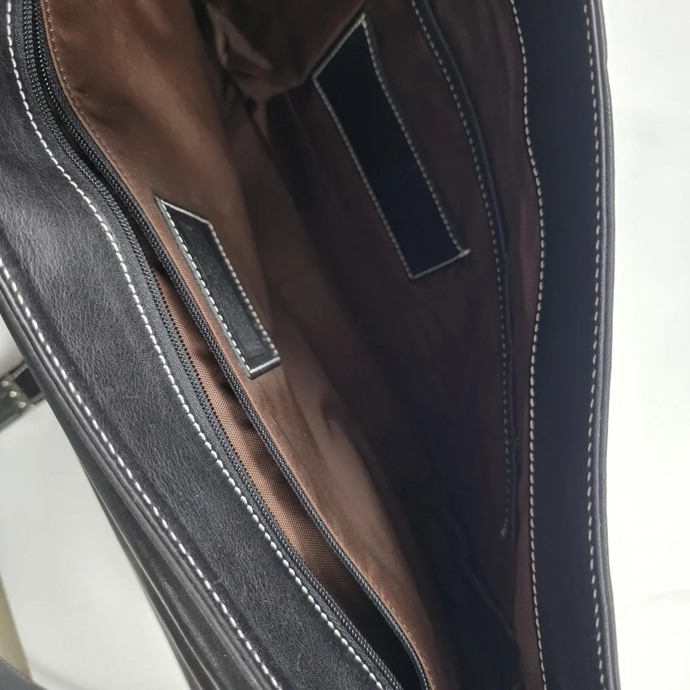 Coach Messenger Bag Mens Large Black Leather Briefcase Crossbody Office